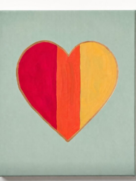 Handmade Other - Heart Canvas Wall Art 8x10 Hand Painted Modern Colorful Acrylic Painting Gift